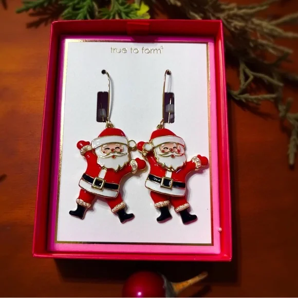 Santa Earrings - Festive Red and White NWT - Picture 4 of 11